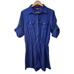 Speed Control New York Royal Blue Romper with Pockets Women's Size L RN117761